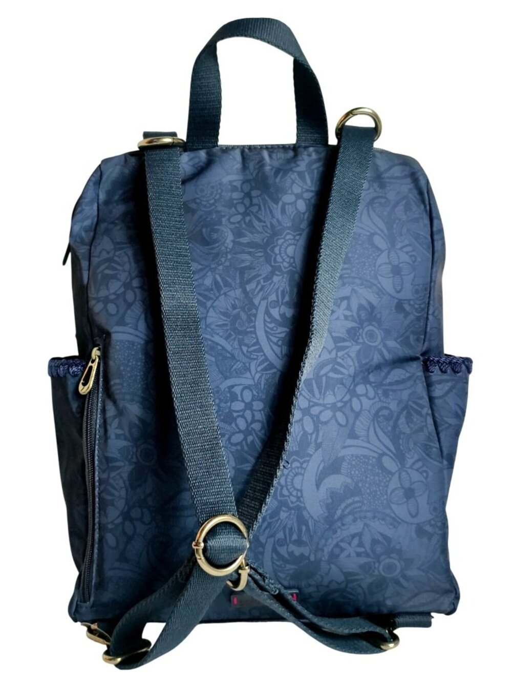 Sakroots Loyloa Convertible Backpack Navy Floral Computer Slv Tassel Keychain - Picture 6 of 14